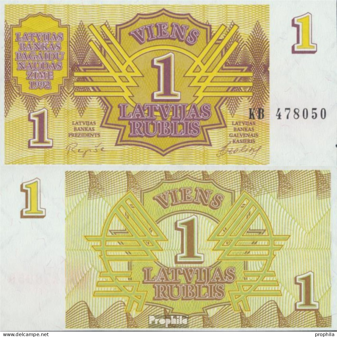 Lettland 35 Bankfrisch 1992 1 Rublis - Latvia