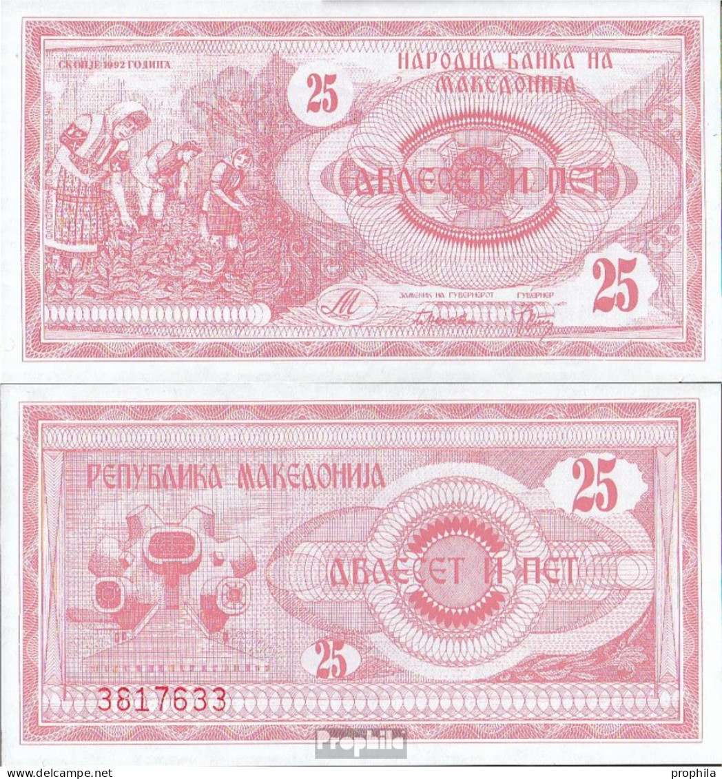 Makedonien Pick.Nr: 2a Bankfrisch 1992 25 Denar - North Macedonia