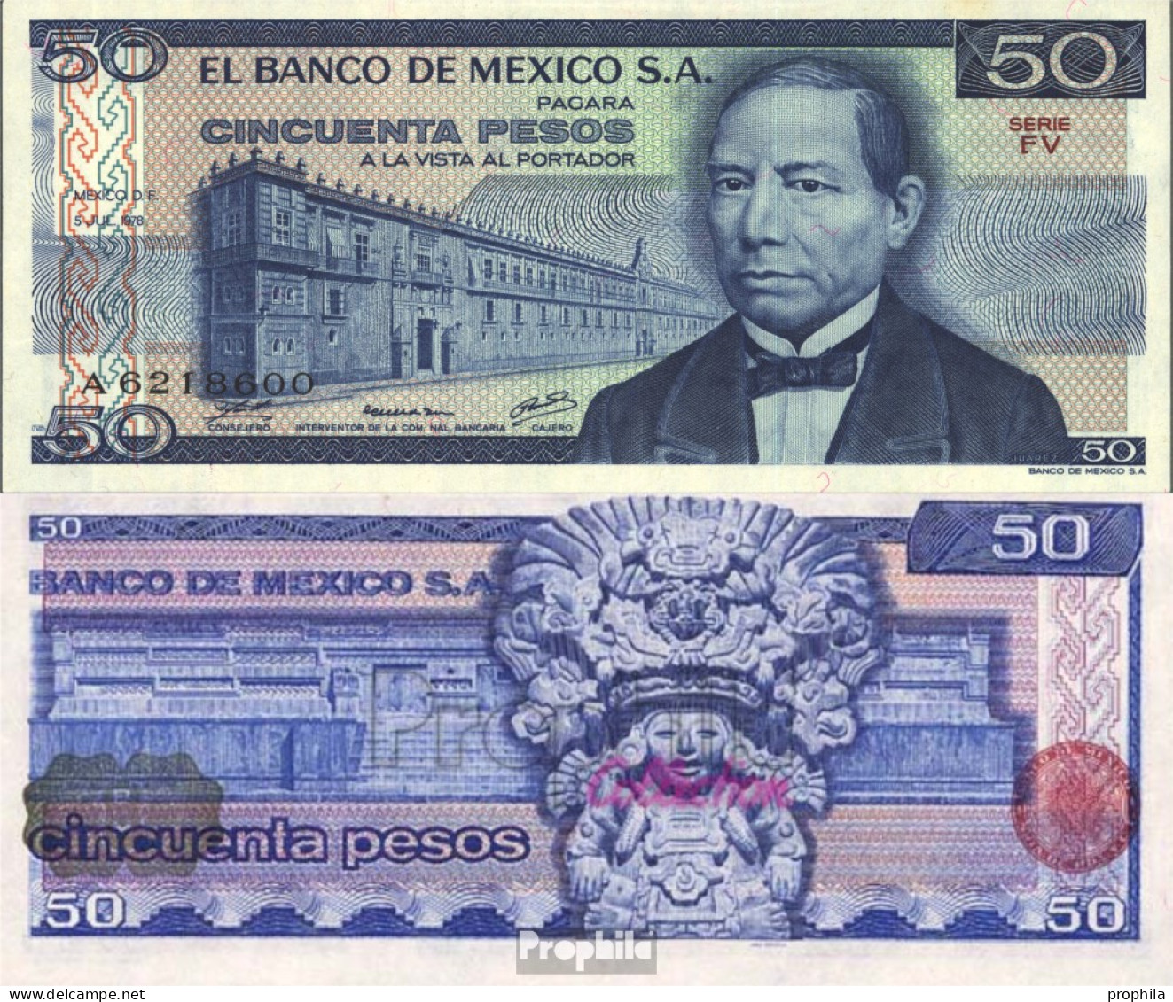 Mexiko Pick-Nr: 67a Bankfrisch 1978 50 Pesos - Mexiko