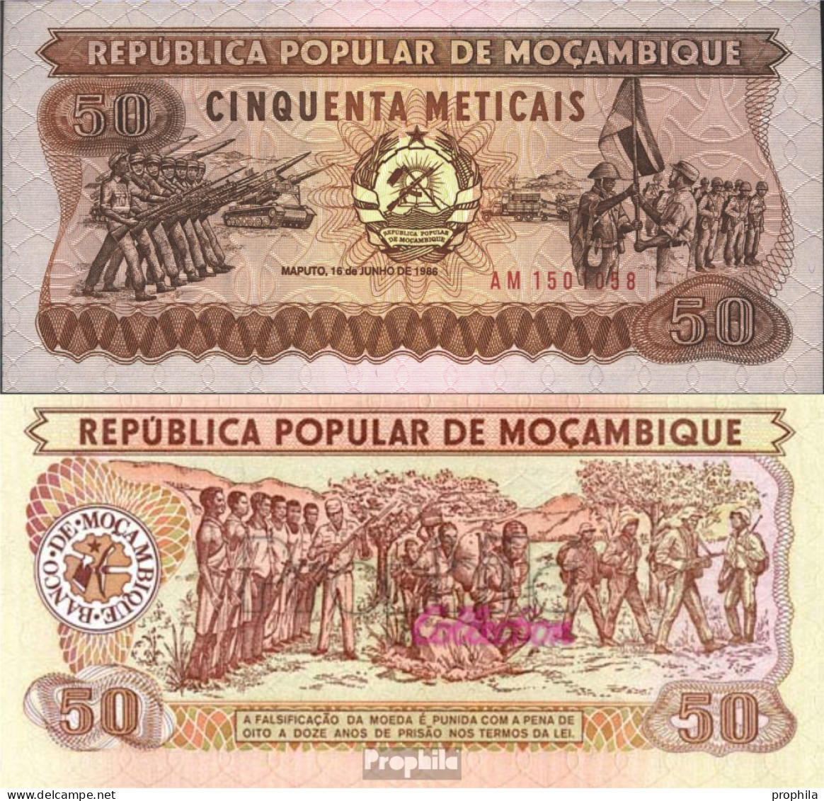 Mosambik 125 Bankfrisch 1980 50 Meticais - Mozambico