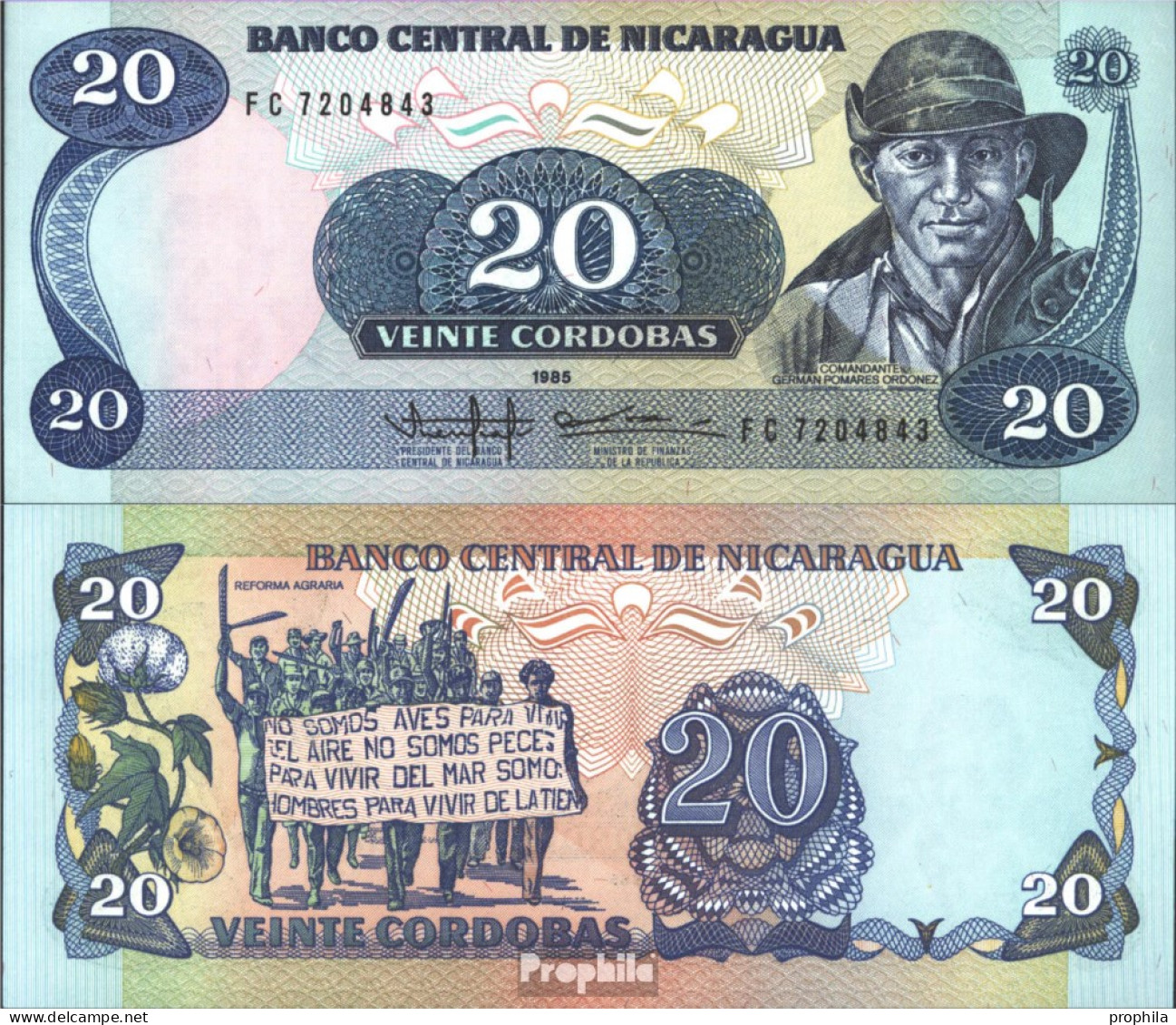 Nicaragua Pick-Nr: 152a Bankfrisch 1985 20 Córdobas - Nicaragua