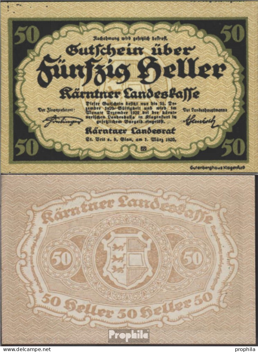 Österreich Kat-Nr.: 65Kärnten (S108) Kärntner Landeskasse Bankfrisch 1920 50 Heller - Oesterreich