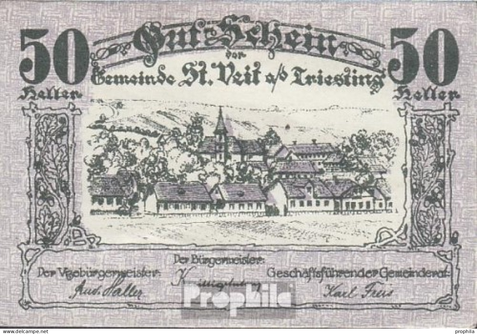 St. Veit Notgeld Der Gemeinde St. Veit Bankfrisch 1920 50 Heller - Oesterreich