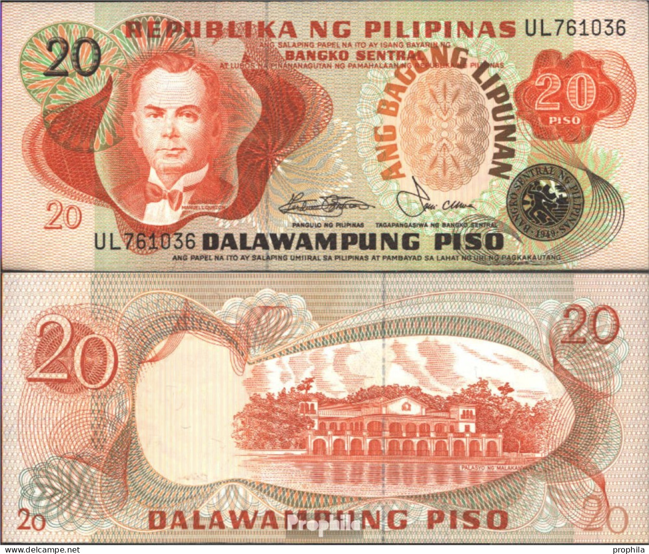 Philippinen Pick-Nr: 162b Bankfrisch 1978 20 Piso - Philippinen