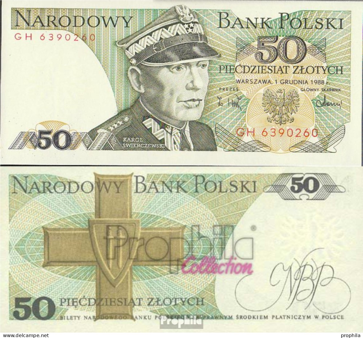 Polen 142c (1988) Bankfrisch 1988 50 Zloty - Polen