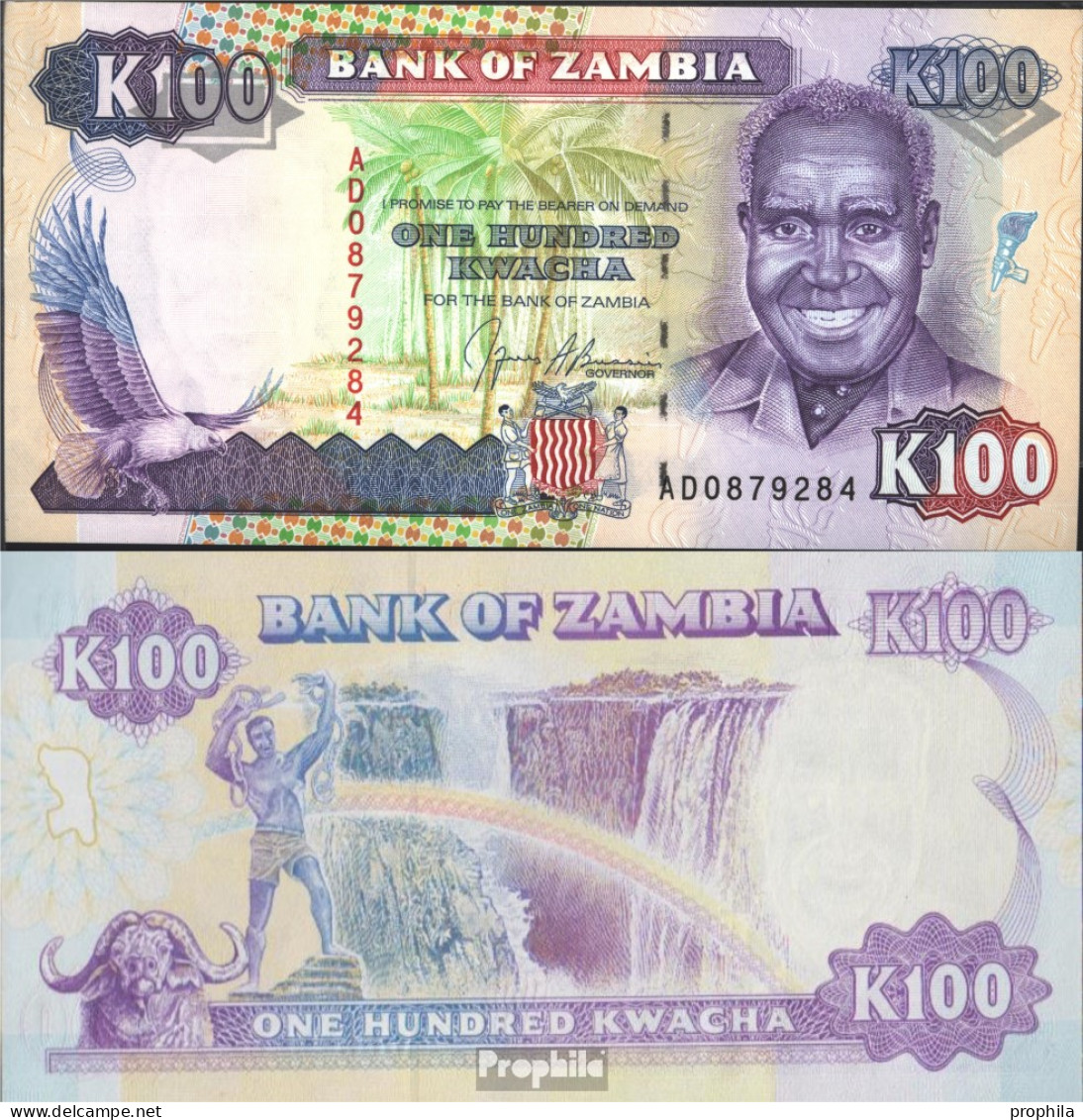 Sambia 34a Bankfrisch 1991 100 Kwacha - Sambia