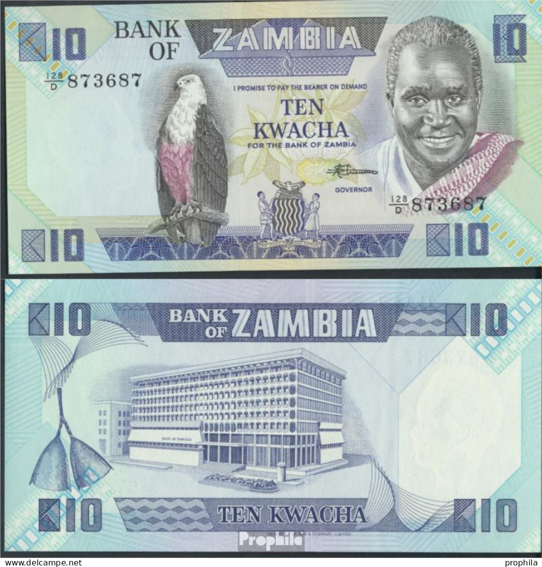 Sambia Pick-Nr: 26e Bankfrisch 1988 10 Kwacha - Zambie