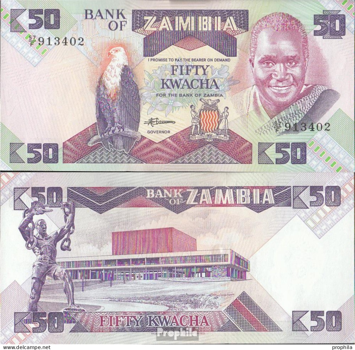 Sambia Pick-Nr: 28a Bankfrisch 1988 50 Kwacha - Zambia