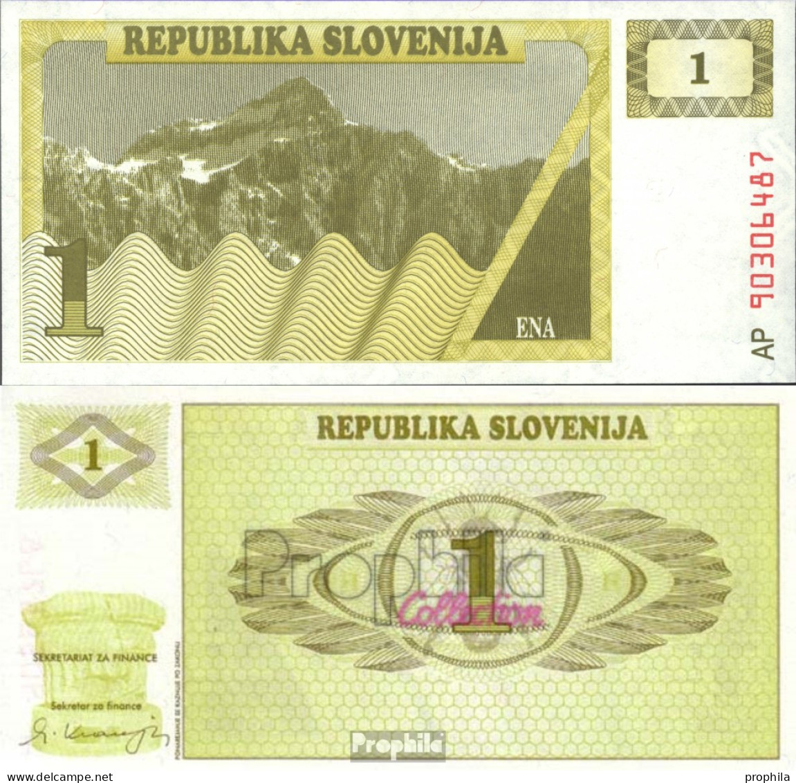 Slowenien Pick-Nr: 1a Bankfrisch 1990 1 Tolar - Slowenien