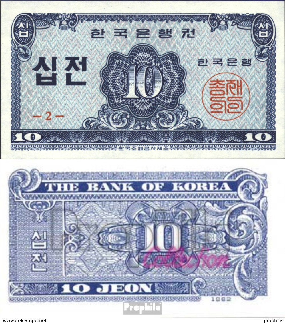 Süd-Korea Pick-Nr: 28a Bankfrisch 1962 10 Jeon - Korea, Zuid