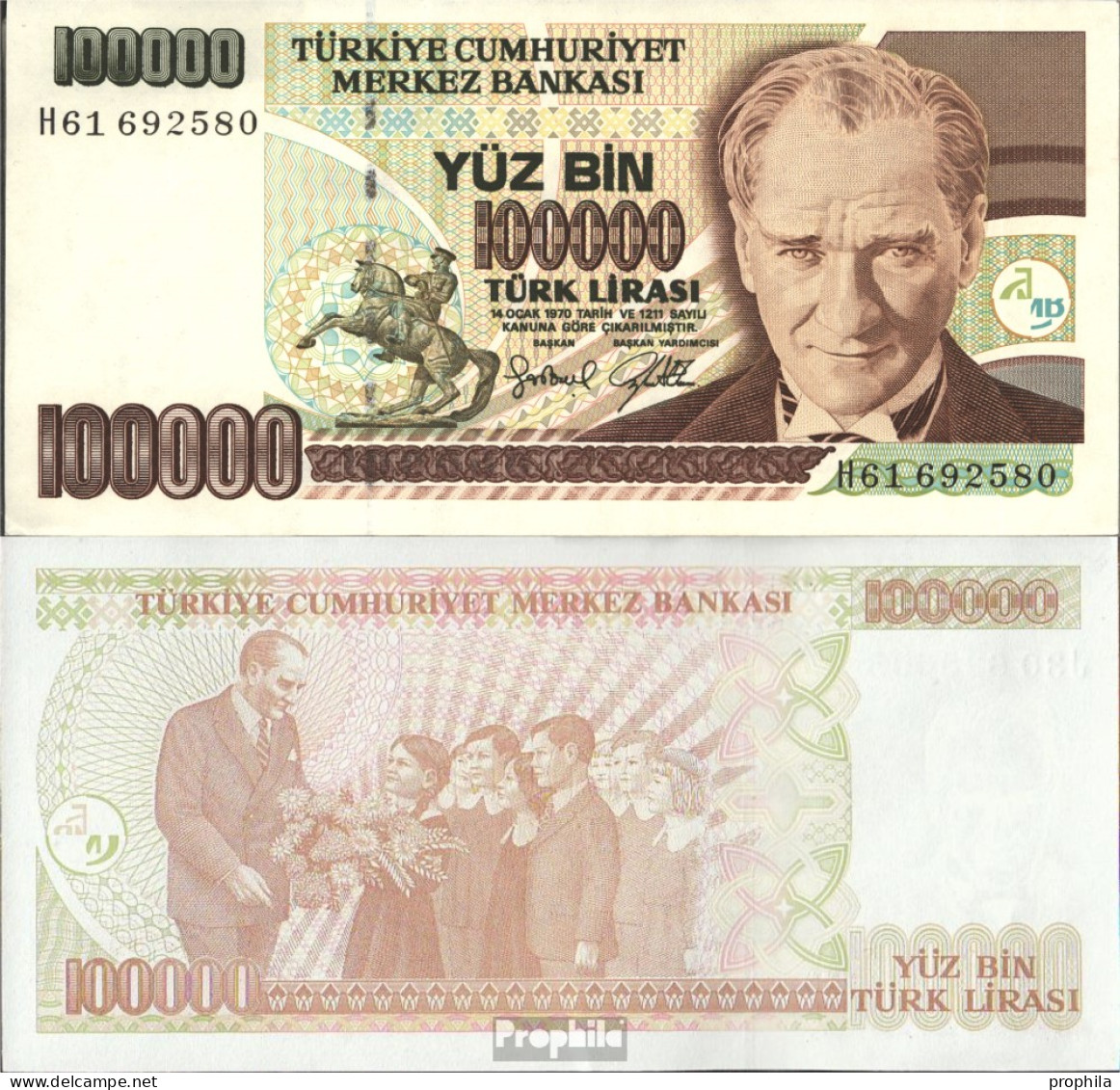 Türkei Pick-Nr: 206 Bankfrisch 1997 100.000 Lira - Türkei