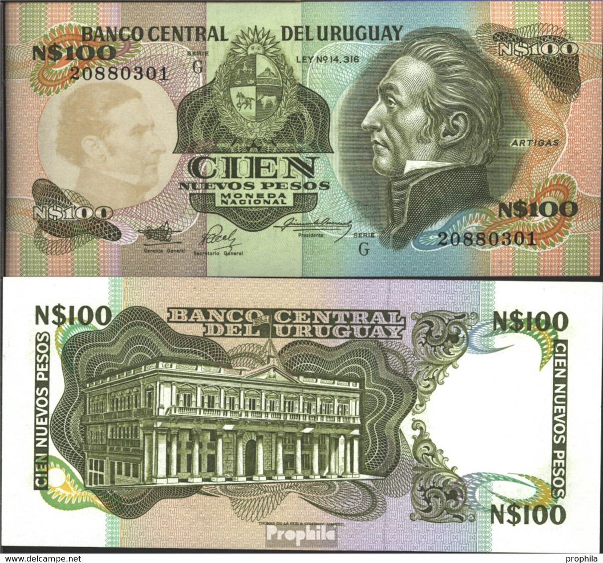 Uruguay Pick-Nr: 62A Bankfrisch 1987 100 Nuevos Pesos - Uruguay