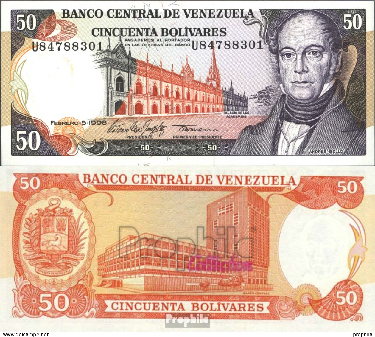 Venezuela Pick-Nr: 65f Bankfrisch 1998 50 Bolivares - Venezuela