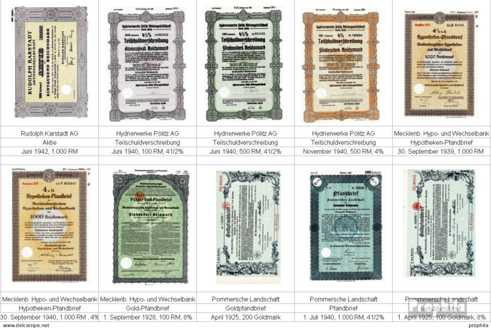 Deutschland 10 Verschiedene Mecklenburg Vorpommern Wertpapiere Nr. 12  Wertpapiere-Meck.-Vorpommern II Nr. 12 10 - Vrac (max 999 Timbres)