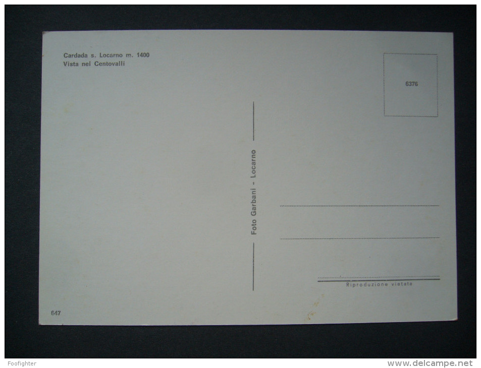 Switzerland: CARDADA S. Locarno - Vista Nell Centovalli - Unused - Centovalli