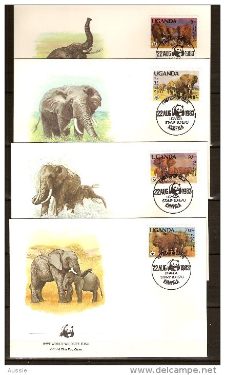 Ouganda Oeganda 1983 Yvertn° FDC 316-19 (°) Oblitéré Used  Cote 15 € Faune WWF éléphants - Ouganda (1962-...)