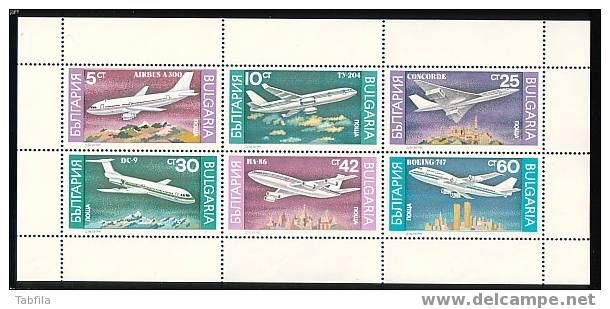 BULGARIA \ BULGARIE - 1990 - Avions - PF** - Blokken & Velletjes