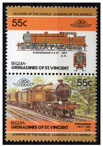 BEQUIA Grenadines Of St. Vincent  Zdr. Mi. 82/83  Hist. Dampflok    ** - Trains