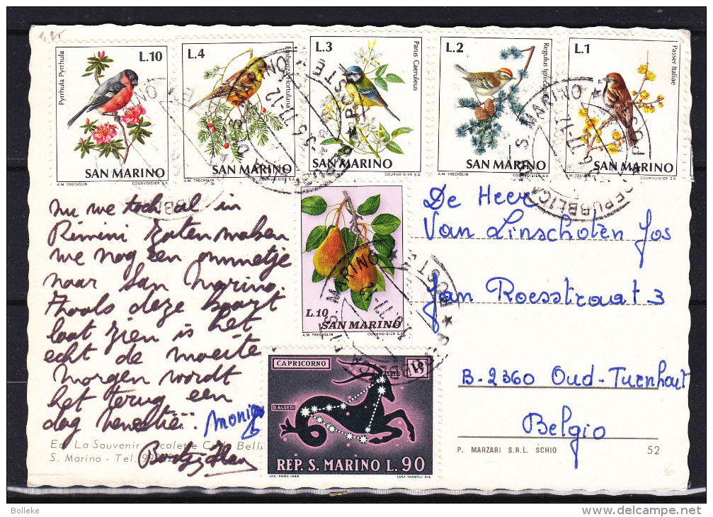 Oiseaux - Fruits - Poires - Signe Du Zodiaque - Saint Marin - Carte Postale De 1977 - Lettres & Documents