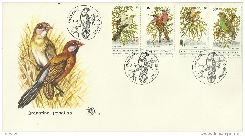 South Africa Bophuthatswana 1980  Birds FDC - Zonder Classificatie