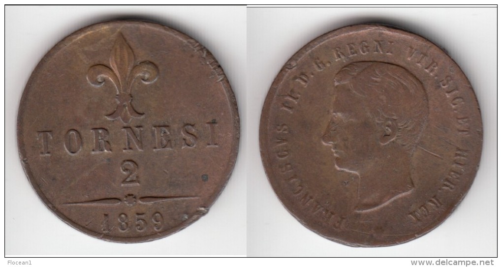 **** ITALIE NAPLES - ITALIA NAPOLI - 2 TORNESI 1859 - DUE TORNESI 1859 FRANCISCUS II **** EN ACHAT IMMEDIAT !!! - Napels & Sicilië