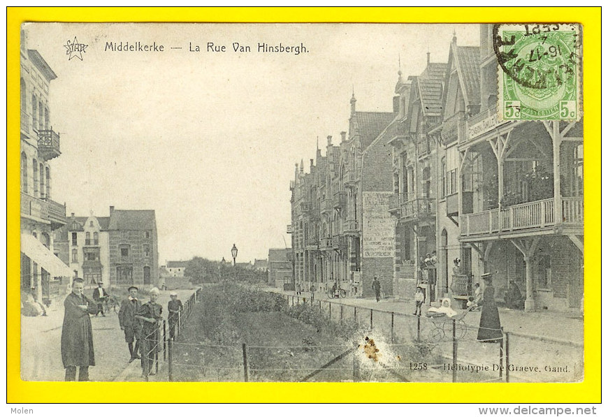 MIDDELKERKE 1911 RUE VAN HINSBERG KANT LEOPOLDLAAN MET RECHTS VILLA DES ROSERAIES PENSION O35 - Middelkerke