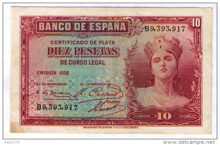 BILLETE DE 10 PESETAS DE 1935 MUY BONITO - 10 Pesetas