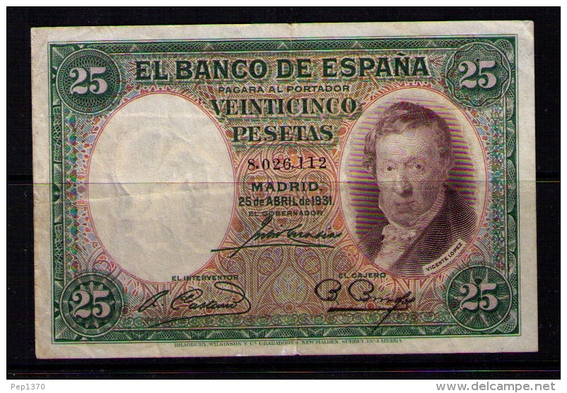 BILLETE DE 25 PESETAS DE 1931  MUY BONITO - 25 Pesetas