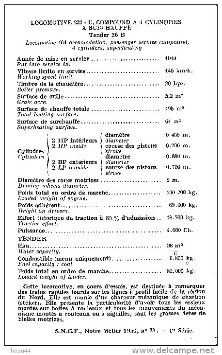 Locomotive 232 - U , Compound à 4 Cylindres Et à Surchauffe  -  Chemin De Fer , Train - Trains