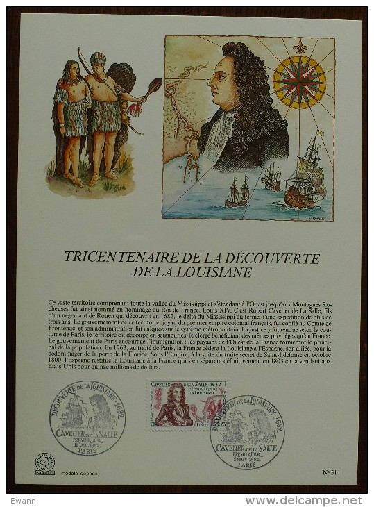 FDC Sur Document - YT N°2250 - DECOUVERTE DE LA LOUISIANE / CAVELIER DE LA SALLE - 1982 - 1980-1989