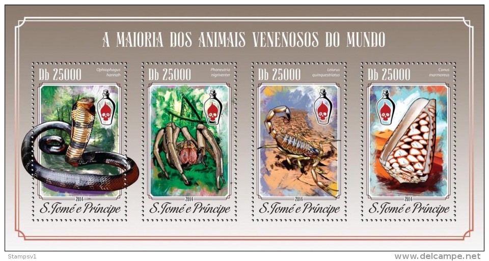 S. Tome&Principe. 2014 Animals. (615a) - Araignées