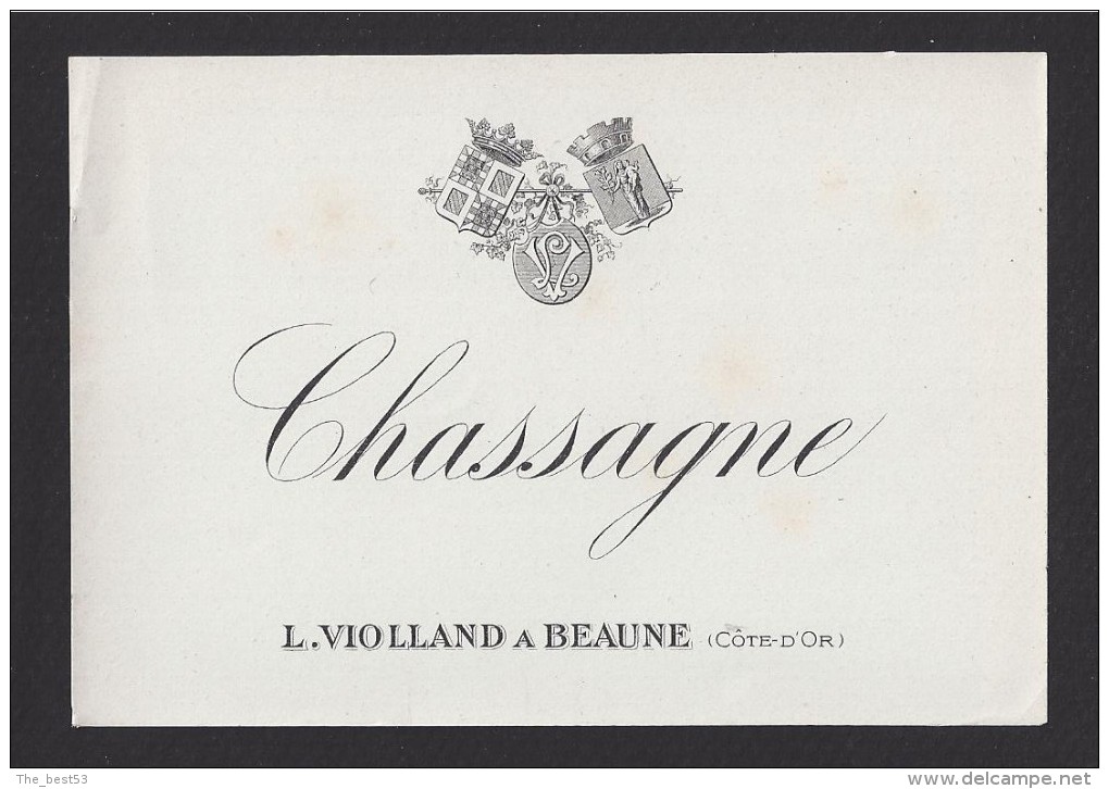 Etiquette De Vin Bougogne -  Chassagne  -  ND 30/40 ? -  L. Violland à Beaune (21) - Bourgogne