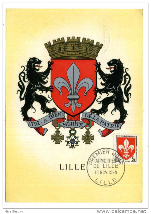 CARTE MAXIMUM / FRANCE N° 1186 / ARMOIRIE / BLASON / HERALDIQUE  /  LILLE  /  FLEUR DE LIS - Other & Unclassified