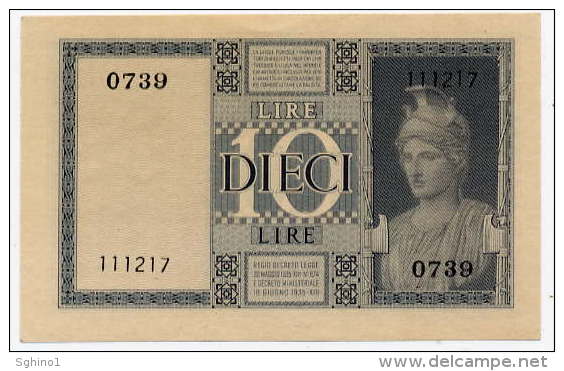 10 LIRE, BIGLIETTO DI STATO - DITTATURA FESCISTA 1944 (FDS - UNC) - Italia – 10 Lire