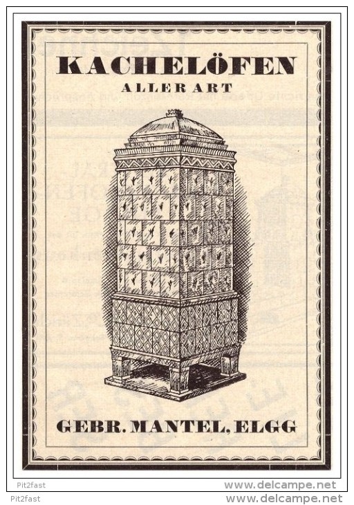 Original Werbung - 1927 - Gebr. Mantel In Elgg , Kachelöfen , Ofenbau !!! - Elgg