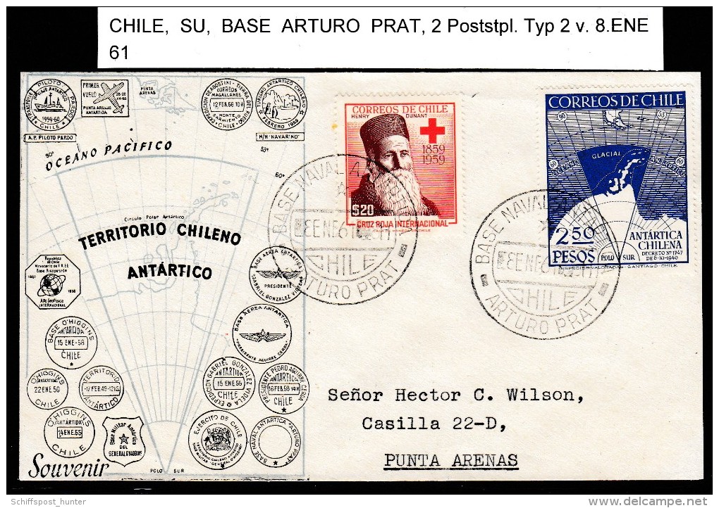 ANTARCTIC,CHILE, Base ARTURO PRAT, Markings Typ 2, 8.ENE 1961 On Nice Cover !! Look Scan 12.2-17 - Antarctische Expedities