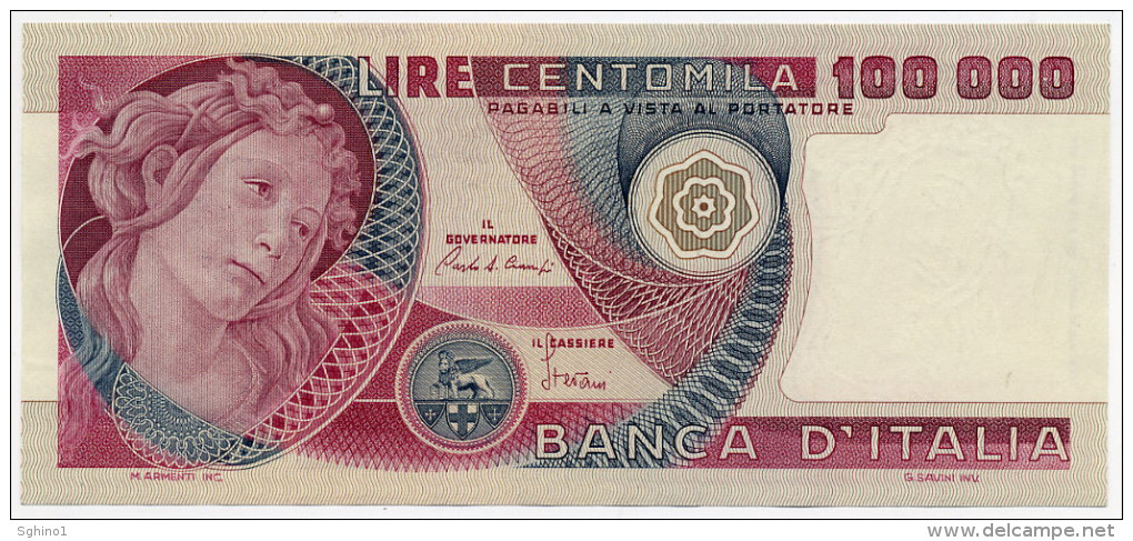 100000 LIRE, ITALIA - ITALY PRIMAVERA BOTTICELLI, DATA EMISS. 10/06/1982 (SUP - AU) "Firme - Sign. Ciampi-Stevani". - 100.000 Lire