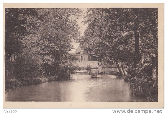 CPA MARCILLY SUR EURE- RIVER, BRIDGE, HOUSES - Marcilly-sur-Eure