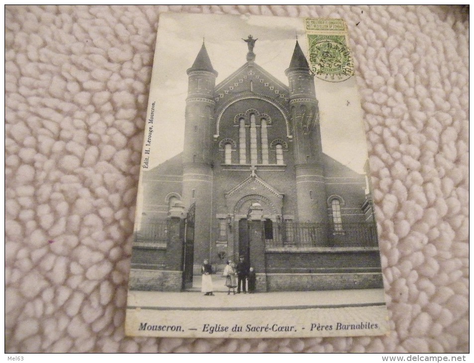 A252. CPA.  BELGIQUE. MOUSCRON. Eglise Du Sacré-Coeur. Pères Barnabites.  Beau Plan . écrite & Voyagée 1906 - Mouscron - Möskrön