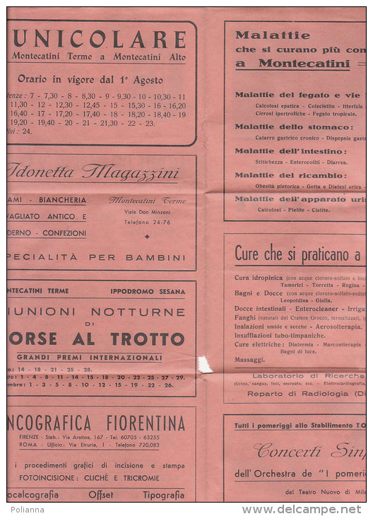 PO0181D# PUBBLICITA' CON ORARIO FUNICOLARE DA MONTECATINI TERME A MONTECATINI ALTO Anni '30/GIARDINO COLLODI - KURSAAL - Europa