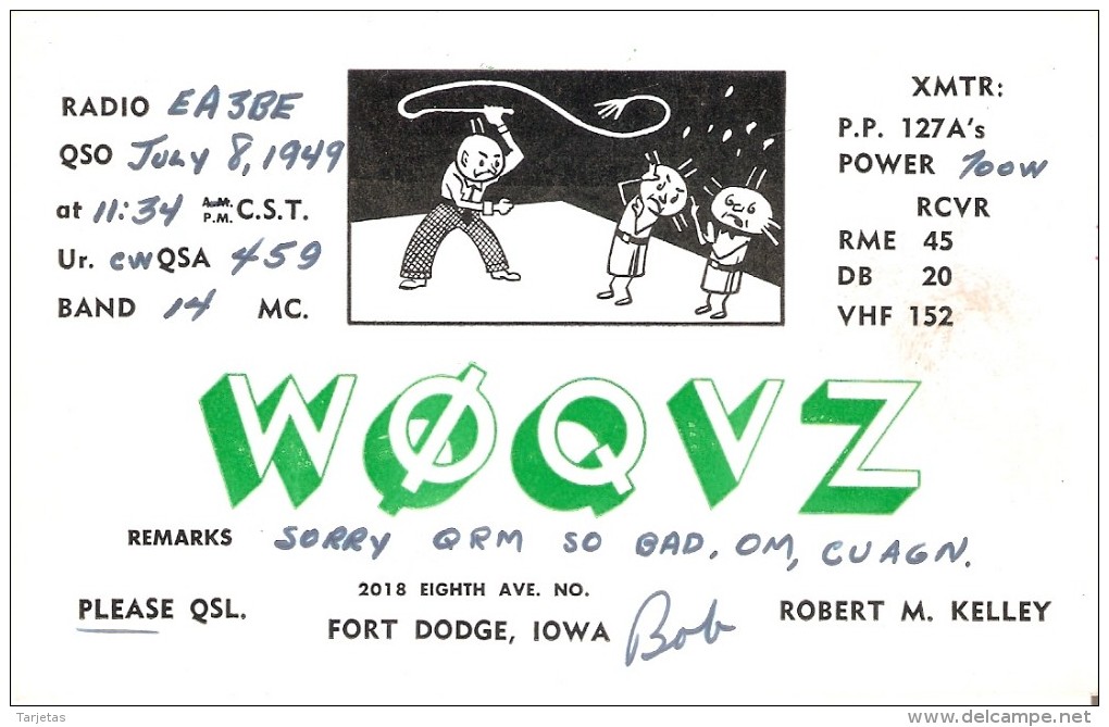 QSL POSTAL DE RADIO AFICIONADO DE FORT DODGE, IOWA  EN USA DEL AÑO 1949 - Otros & Sin Clasificación