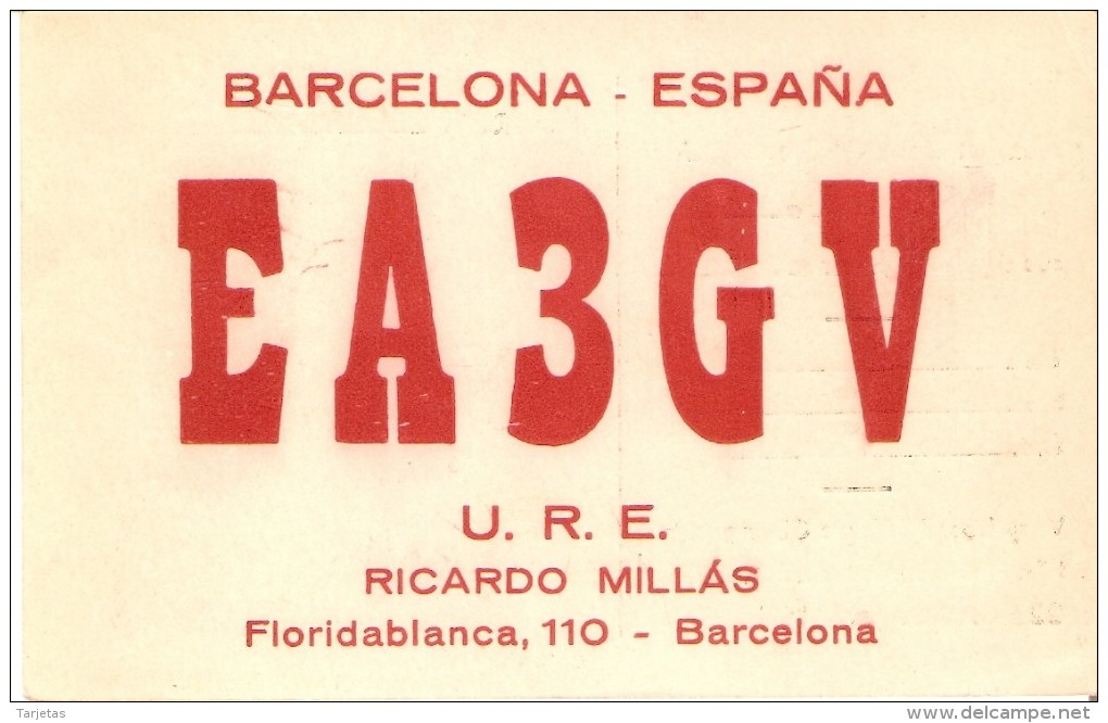 QSL POSTAL DE RADIO AFICIONADO DE RICARDO MILLAS EN BARCELONA DEL AÑO 1950 - Otros & Sin Clasificación