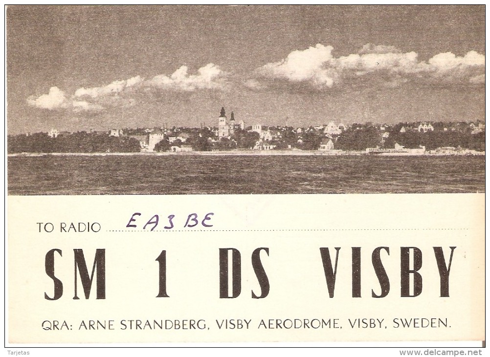 QSL POSTAL DE RADIO AFICIONADO DE ARNE STRANDBERG, VISBY AERODROME, SWEDEN DEL AÑO 1949 (SUECIA) - Otros & Sin Clasificación