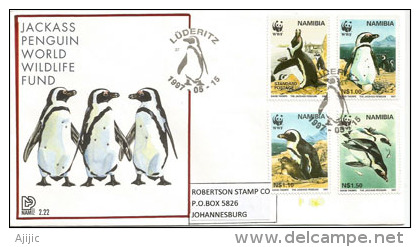 Manchots Du Cap,  Enveloppe FDC De Namibie (SWA) ,  Adressée à Johannesburg - Antarctische Fauna