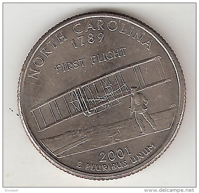 *usa 1/4 Dollar 2001 P Km 319  Carolina Unc - 1999-2009: State Quarters