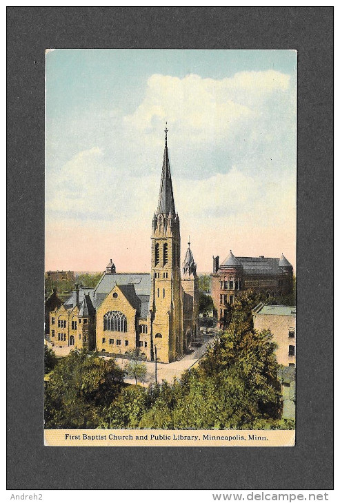 MINNEAPOLIS - MINNESOTA - FIRST BAPTIST CHURCH AND PUBLIC LIBRARY - PHOTO POTTER-HIBBARD CO. - Minneapolis