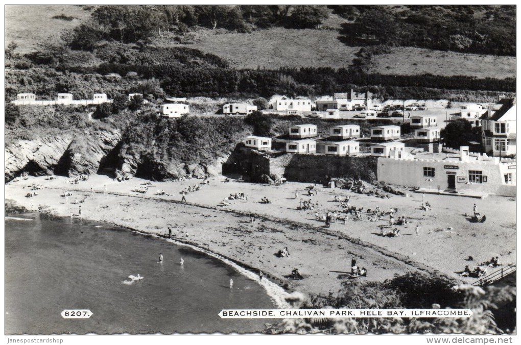 REAL PHOTOGRAPHIC POSTCARD CARAVAN PARK - HELE BAY - ILFRACOMBE - 1966 - GOOD CONDITION - Ilfracombe