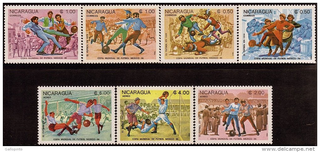 Nicaragua 1986 World Cup Soccer Championship Mexico Sc 1395-1401 MNH 1985 - 1986 – México