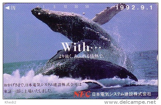 Télécarte JAPON / 110-011 - ANIMAL - BALEINE - WHALE JAPAN Phonecard / NEC - WAL Telefonkarte - BALLENA - 284 - Delfines