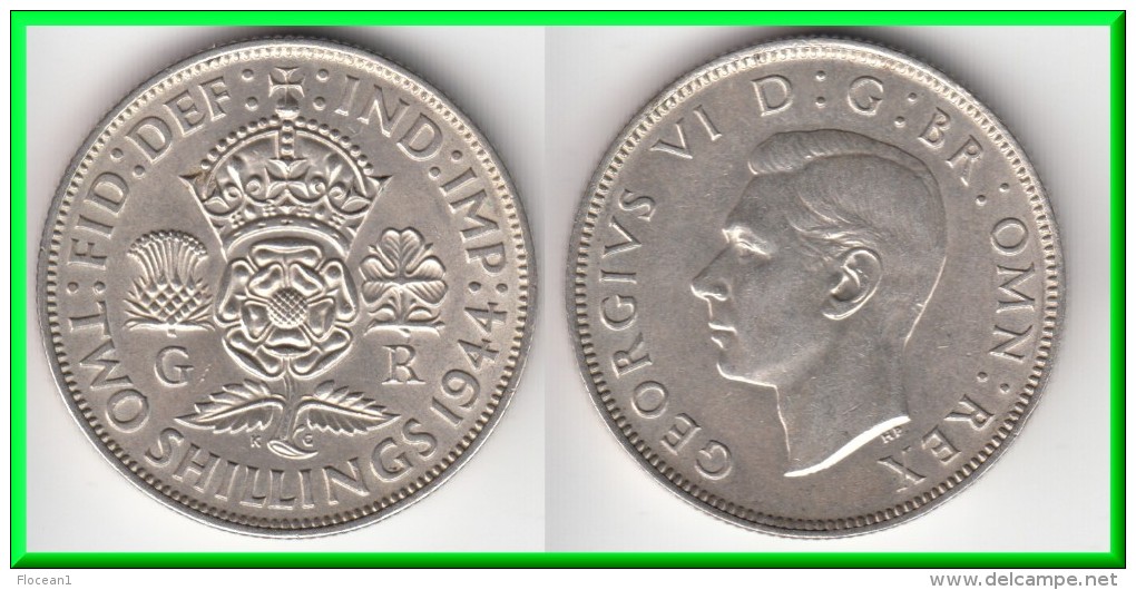 TOP QUALITY *** GRANDE-BRETAGNE - GREAT-BRITAIN - FLORIN 1944 (2 SHILLINGS) GEORGE VI - SILVER *** EN ACHAT IMMEDIAT !!! - J. 1 Florin / 2 Schillings